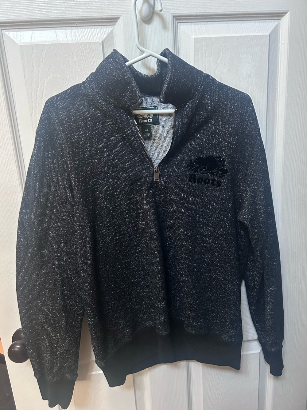 Roots unisex Black Heather Half-Zip Sweater